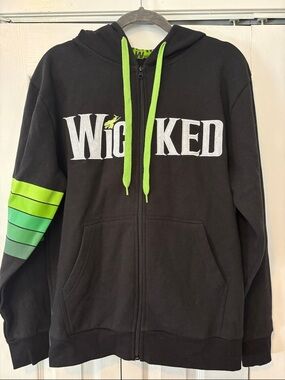 Wicked Logo Black Zip-Up Hoodie with Lime Green Accents